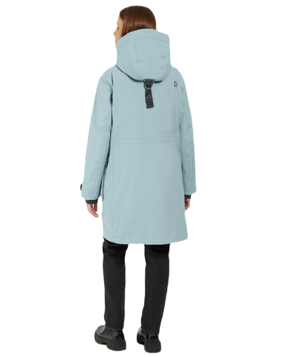 Factory Blue Coloured Didriksons Womens Ilsa Parka On A White Background 