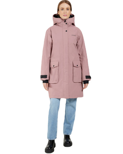 Faded Wine Coloured Didriksons Womens Ilsa Parka On A White Background 