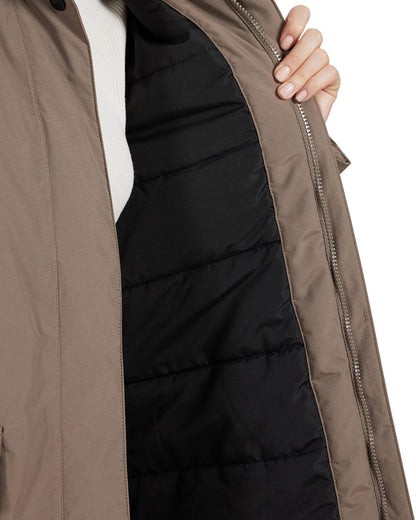 Mocha Brown Coloured Didriksons Womens Ilsa Parka On A White Background 