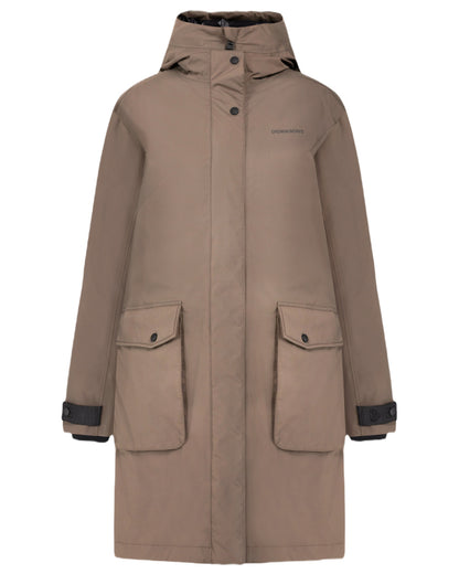 Mocha Brown Coloured Didriksons Womens Ilsa Parka On A White Background 