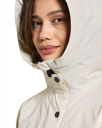 White Foam Coloured Didriksons Womens Ilsa Parka On A White Background 