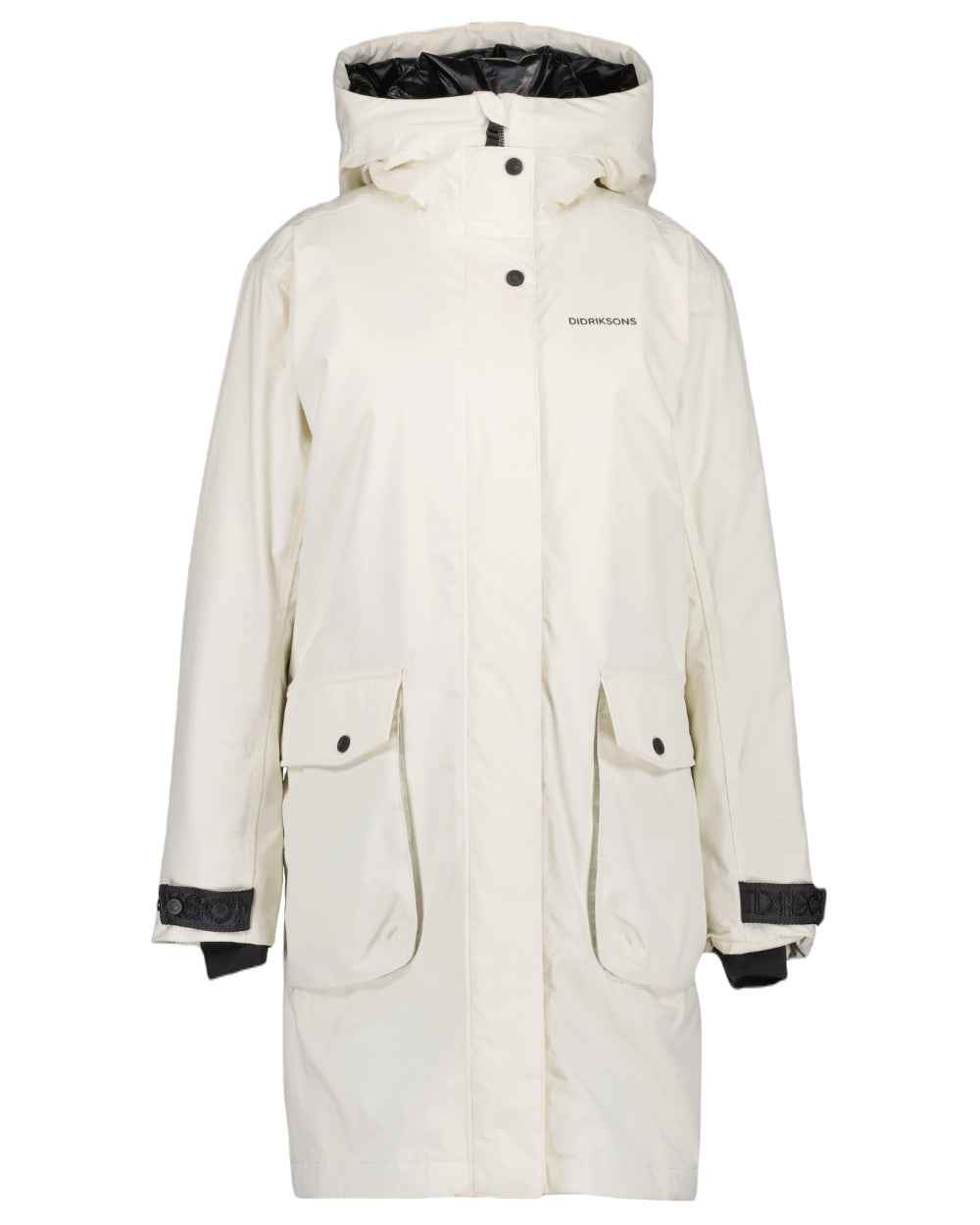 White Foam Coloured Didriksons Womens Ilsa Parka On A White Background 