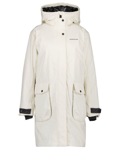 White Foam Coloured Didriksons Womens Ilsa Parka On A White Background 