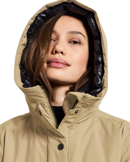 Wood Coloured Didriksons Womens Ilsa Parka On A White Background 