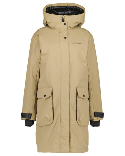 Wood Coloured Didriksons Womens Ilsa Parka On A White Background 