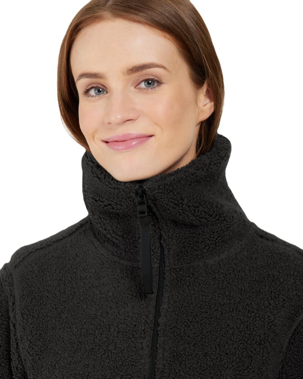 Black Coloured Didriksons Womens Marina Half Zip On A White Background 