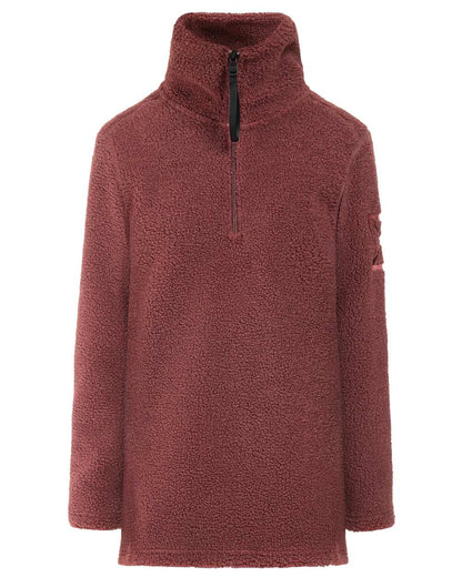 Old Rust Coloured Didriksons Womens Marina Half Zip On A White Background 