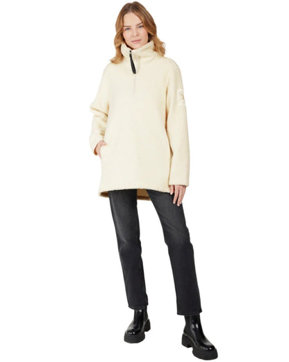 White Foam Coloured Didriksons Womens Marina Half Zip On A White Background 