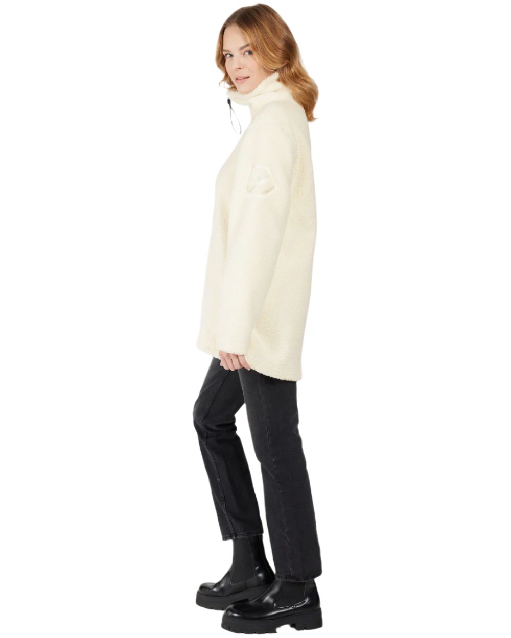 White Foam Coloured Didriksons Womens Marina Half Zip On A White Background 