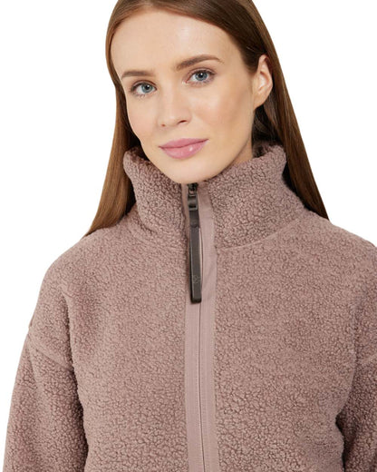 Bark Coloured Didriksons Womens Mella Full Zip Jacket On A White Background 