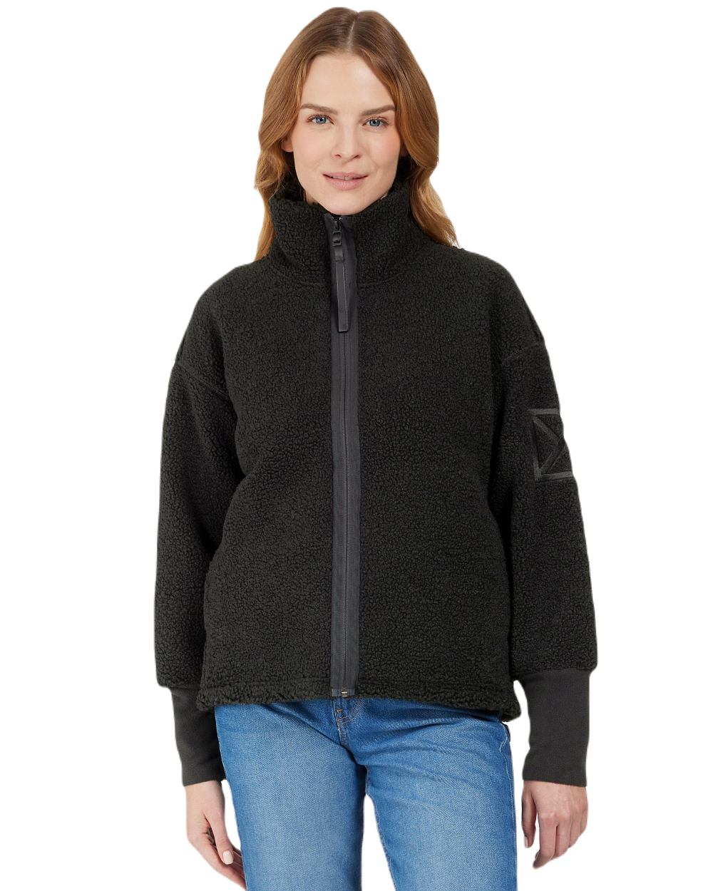 Black Coloured Didriksons Womens Mella Full Zip Jacket On A White Background 