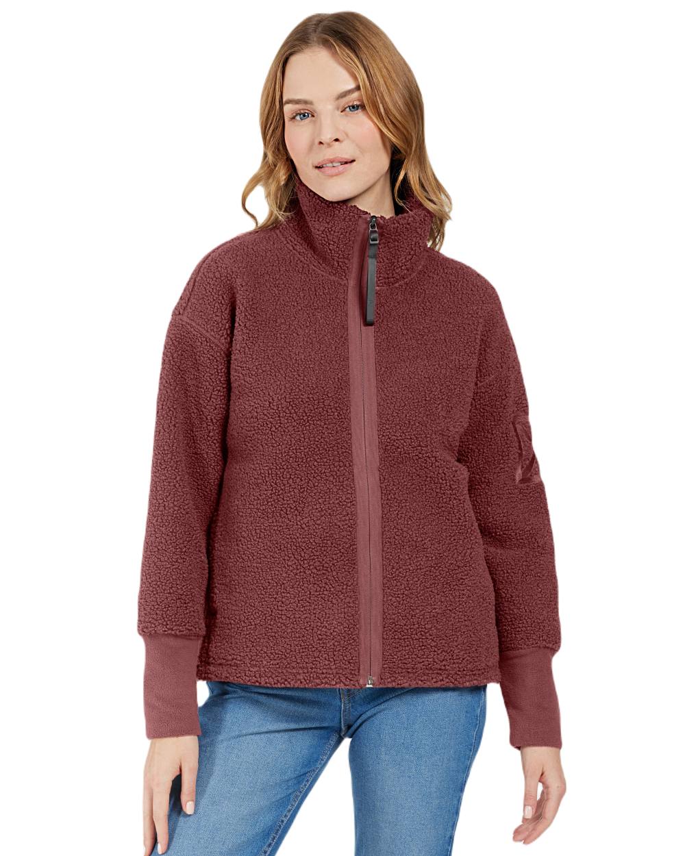 Old Rust Coloured Didriksons Womens Mella Full Zip Jacket On A White Background 