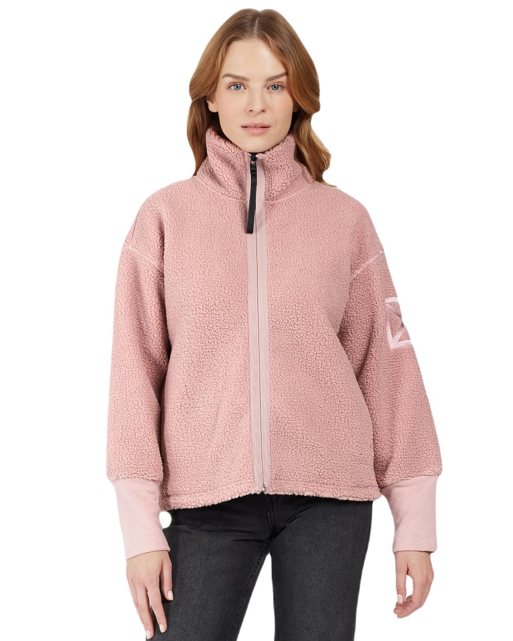 Oyster Lilac Coloured Didriksons Womens Mella Full Zip Jacket On A White Background 