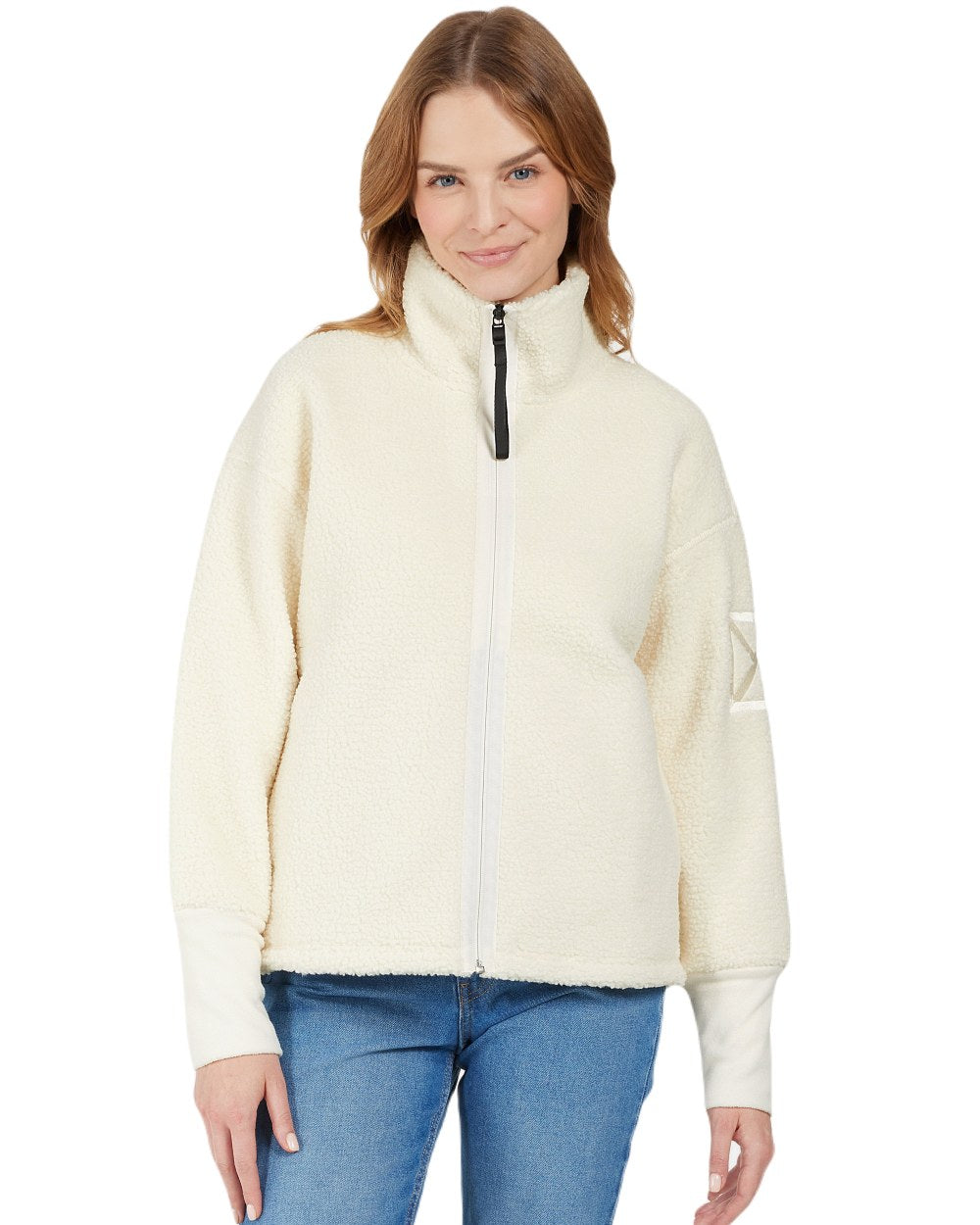 White Foam Coloured Didriksons Womens Mella Full Zip Jacket On A White Background 