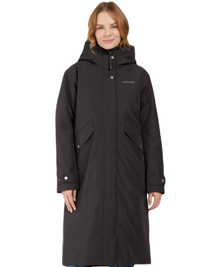 Black Coloured Didriksons Womens Mia Long Parka 2 On A White Background 