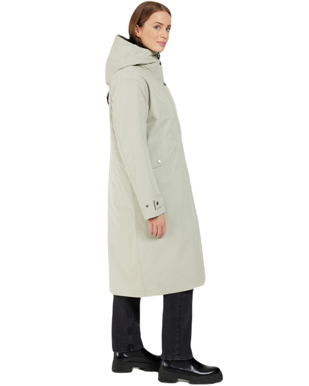 Wilted Leaf Coloured Didriksons Womens Mia Long Parka 2 On A White Background 