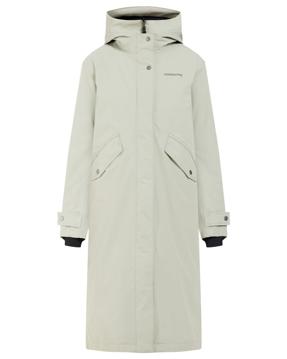 Wilted Leaf Coloured Didriksons Womens Mia Long Parka 2 On A White Background 