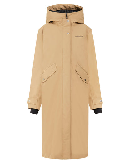 Wood Coloured Didriksons Womens Mia Long Parka 2 On A White Background 