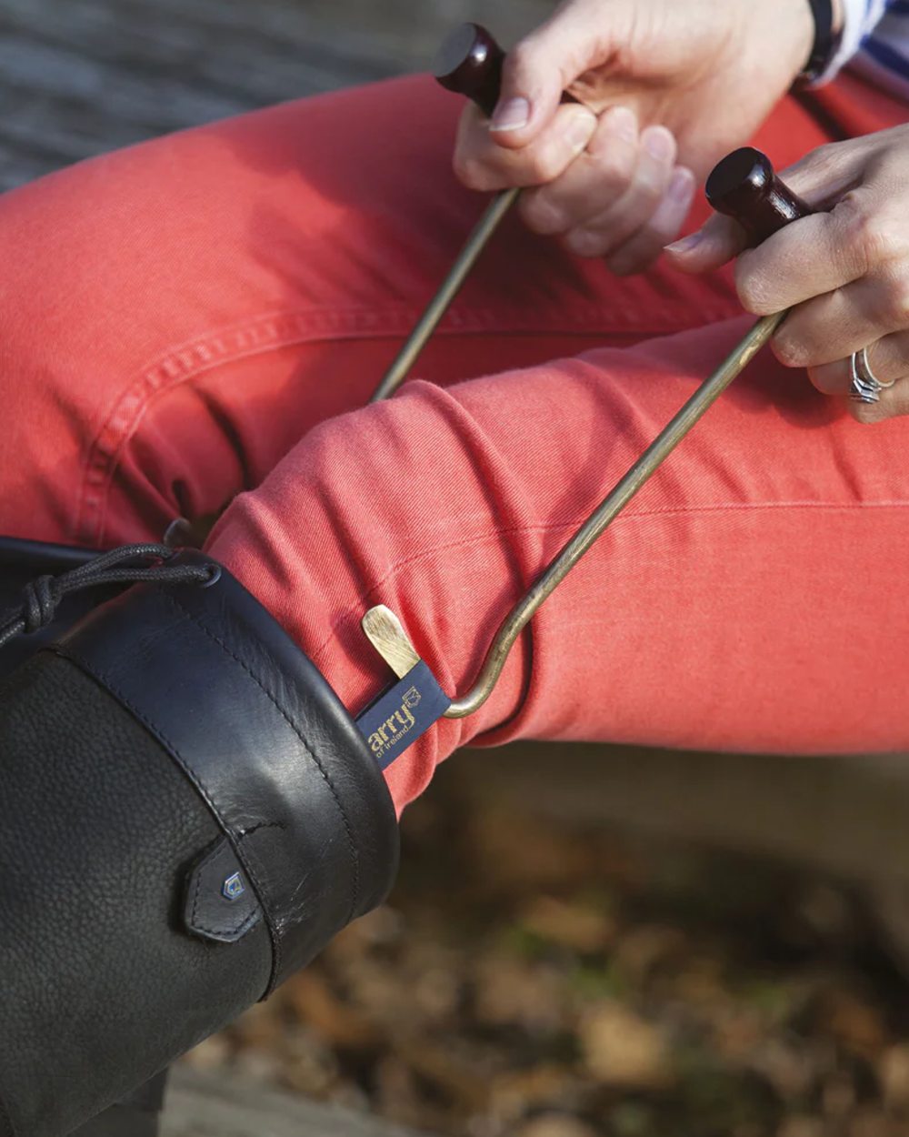 Dubarry Boot Hooks On A blurry Background