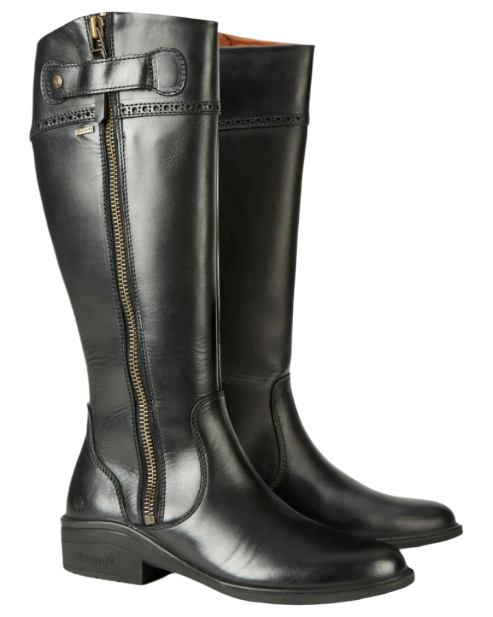 Black Coloured Dubarry Connemara Knee High Riding Boot On A White Background 