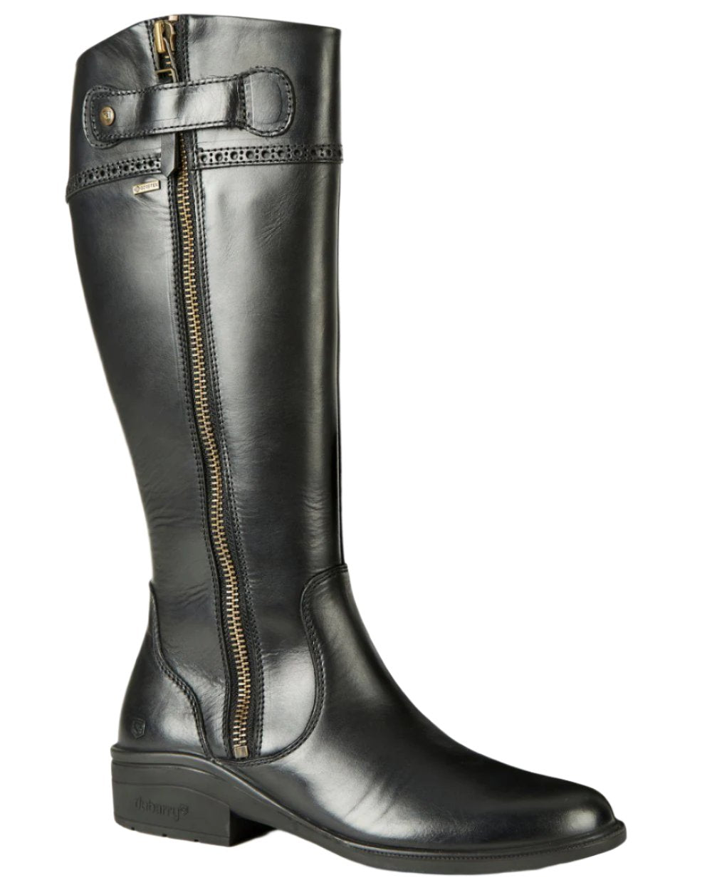 Black Coloured Dubarry Connemara Knee High Riding Boot On A White Background 