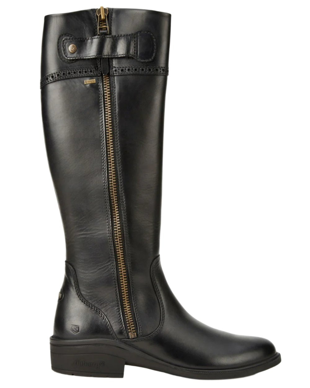 Black Coloured Dubarry Connemara Knee High Riding Boot On A White Background 