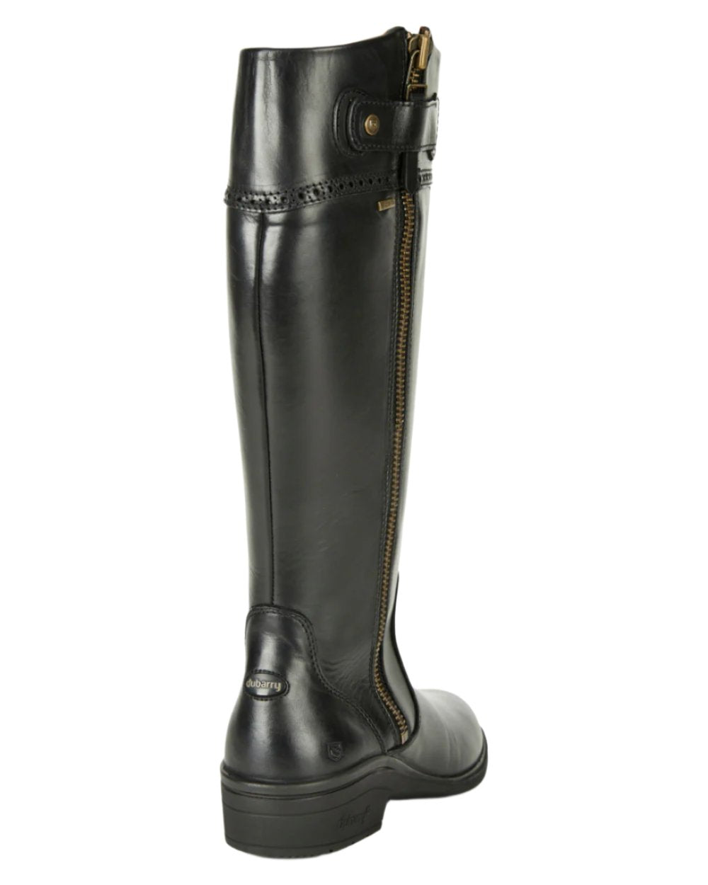 Black Coloured Dubarry Connemara Knee High Riding Boot On A White Background 