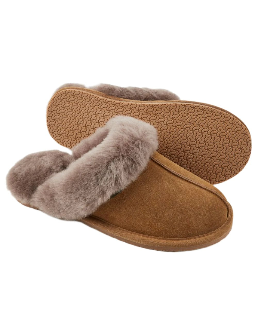 Sand Coloured Dubarry Rockmill Slip On Slippers On A White Background 