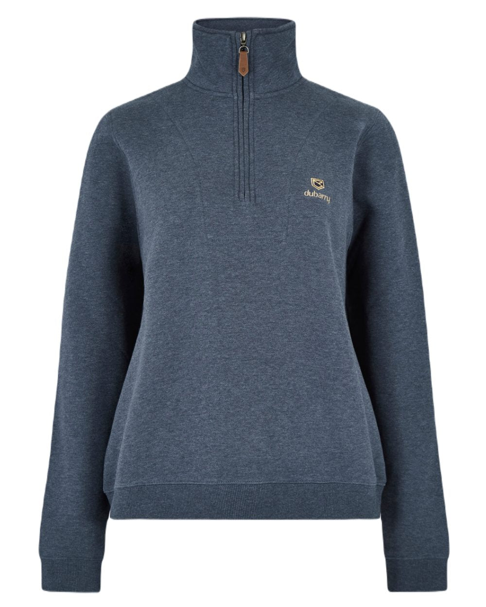 Denim Coloured Dubarry Womens Castlemartyr Quarter Zip Sweatshirt On A White Background 