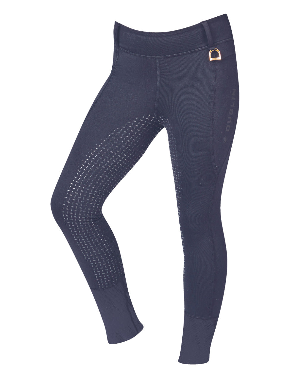 True Navy Coloured Dublin Childrens Cool It Everyday Riding Tights On A White Background 