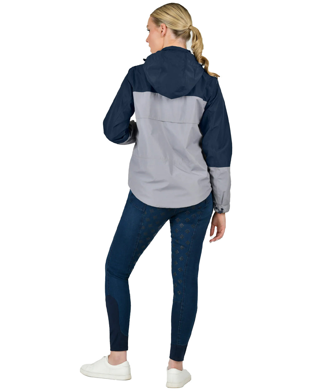 Gull/Navy Academy coloured Dublin Crissy Womens Colourblock Waterproof Jacket on White background