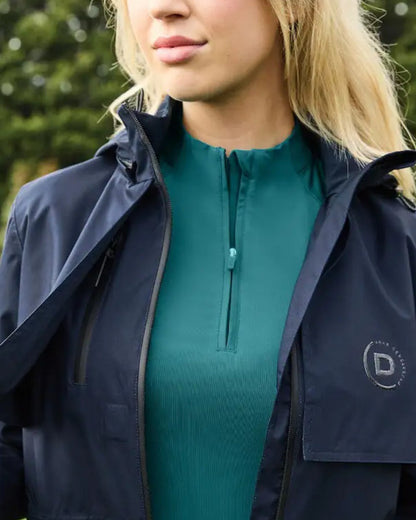Naval Academy Coloured Dublin Larni Longline Waterproof Jacket On A Park Background