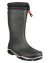 Green coloured Dunlop Blizzard Wellingtons on white background #colour_green
