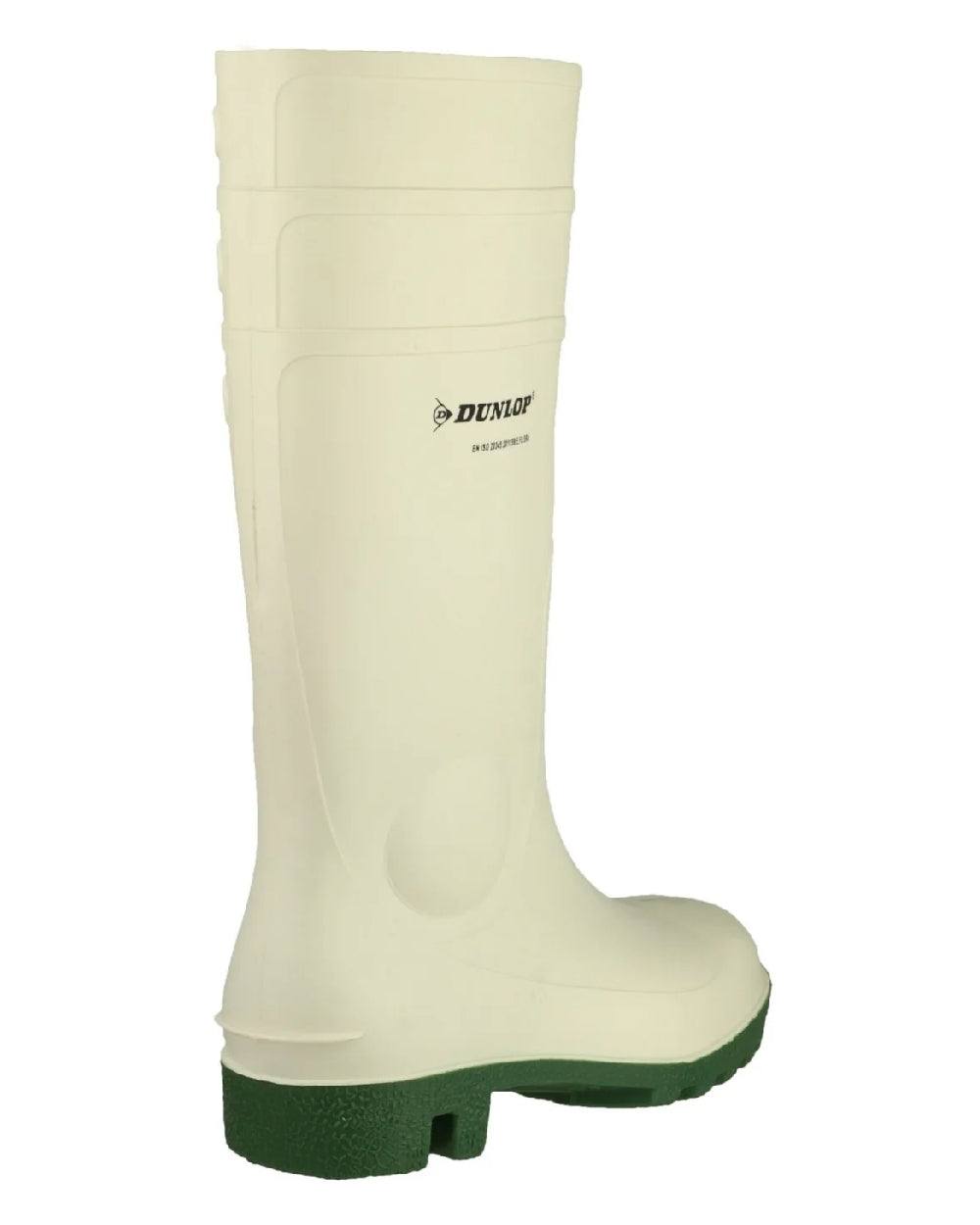 White coloured Dunlop Protomastor Safety Wellingtons on white background 