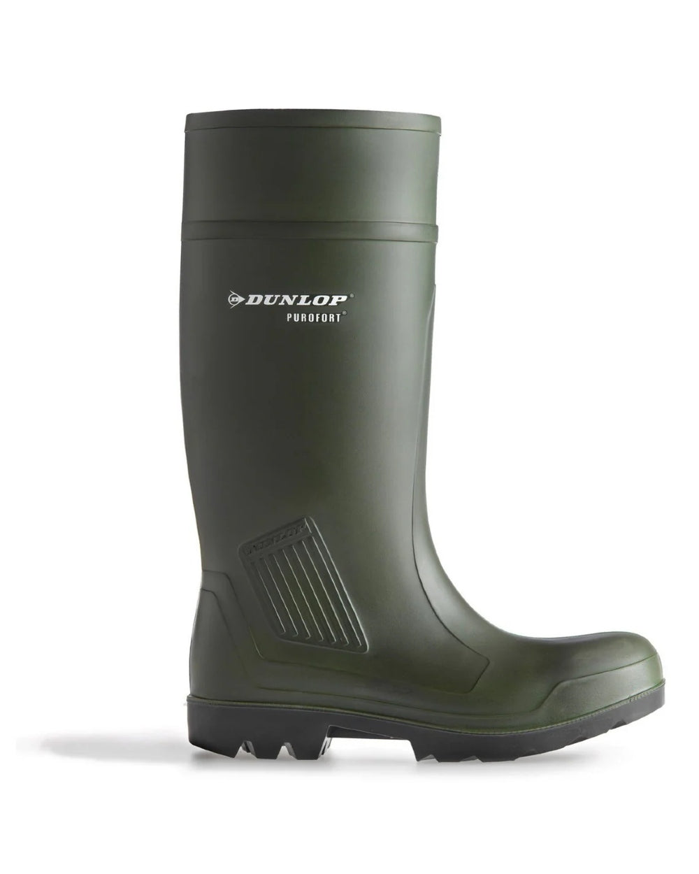 Green coloured Dunlop Purofort Professional Wellingtons - Non-Safety on white background 