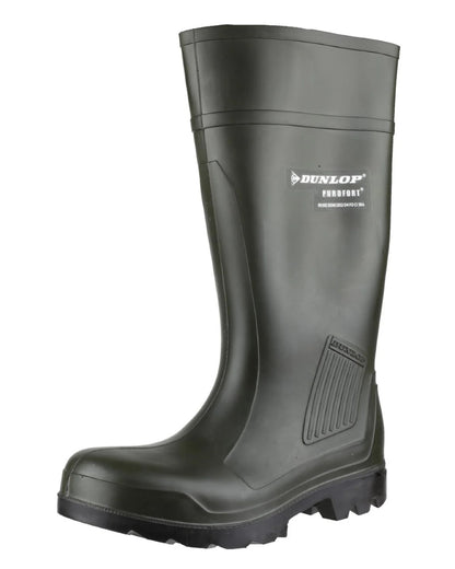 Green coloured Dunlop Purofort Professional Wellingtons - Non-Safety on white background 