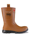 Brown/Black coloured Dunlop Purofort RigPRO Full Safety Fur Lining Wellingtons on white background #colour_brown-black