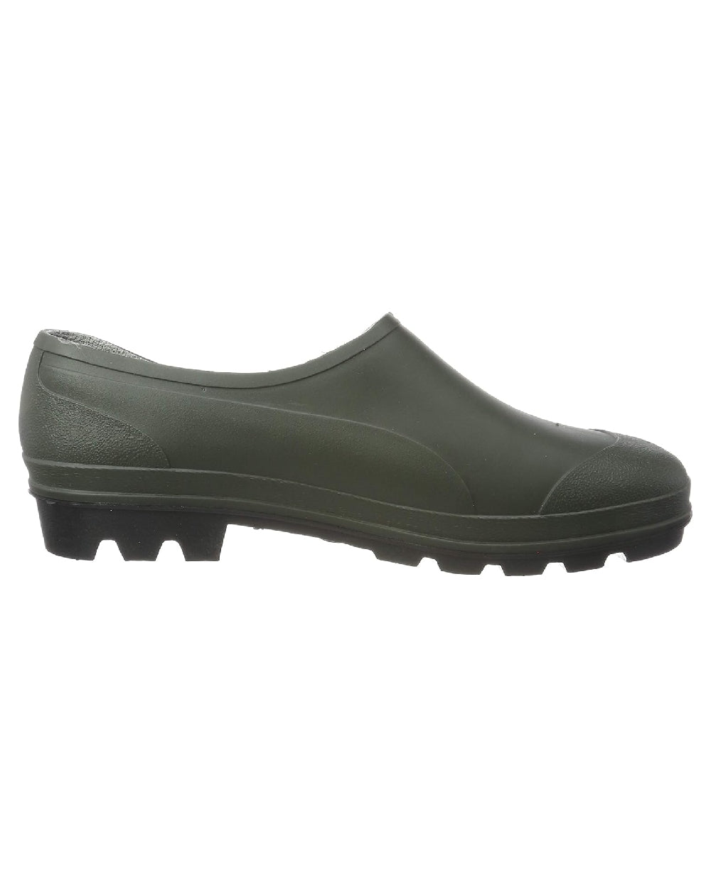 Green coloured Dunlop Waterproof Garden Wet Grass Shoe on white background 