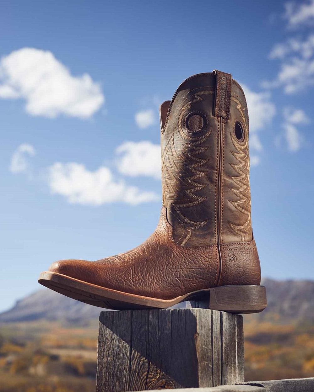 Flaxen Brown Coloured Durango Mens Rebel Pro Western Classic Boots on Outdoor Background
