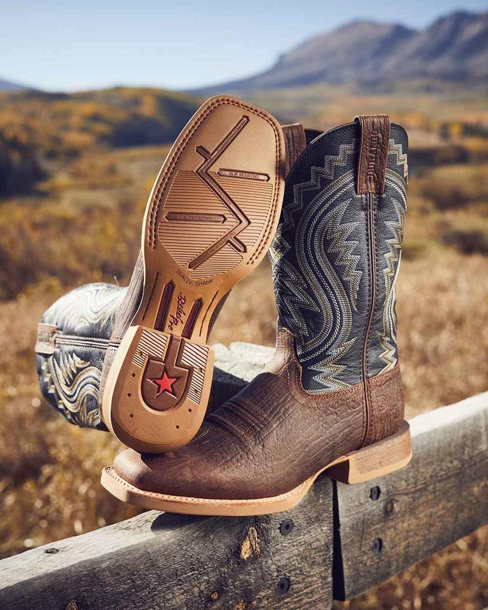 Acorn Black Onyx Coloured Durango Mens Rebel Pro Western Fashion Boots on Outdoor Background
