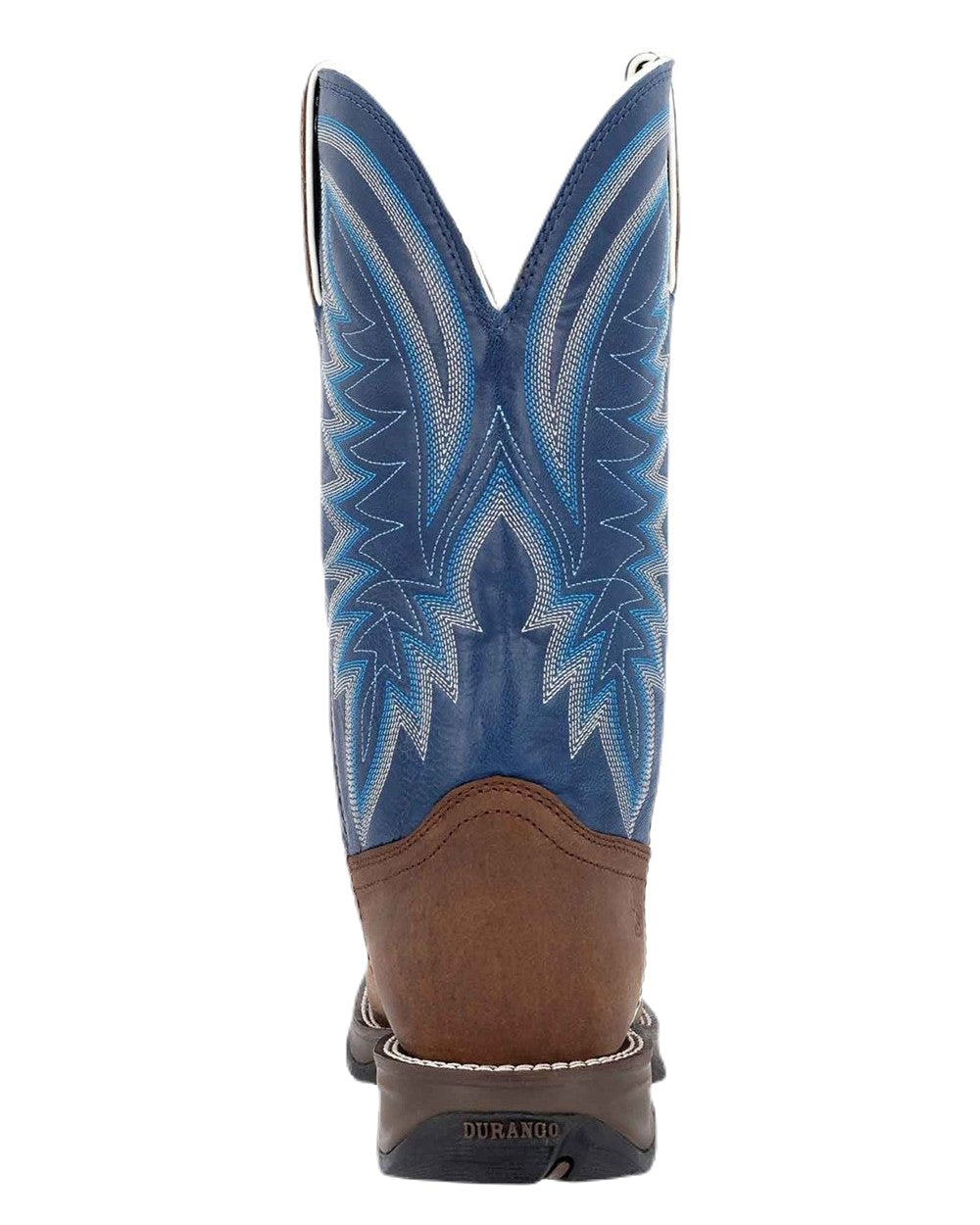 Saddle Brown Denim Blue Coloured Durango Mens DDB0429 Rebel Western Boots on White Background
