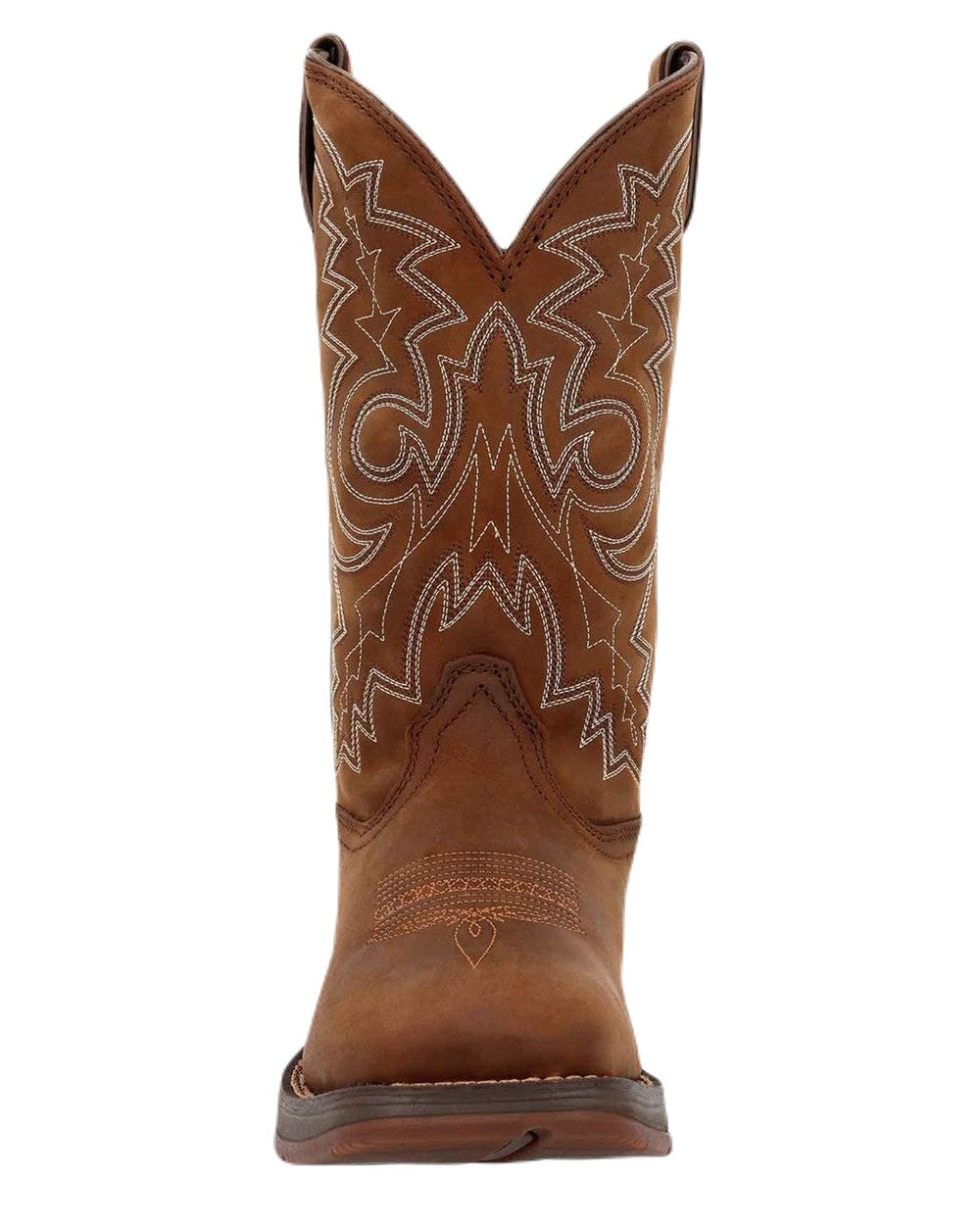 Brown Coloured Durango Mens Rebel Waterproof Western Boots on White Background
