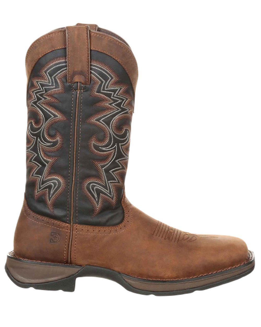 Chocolate Midnight Coloured Durango Mens Rebel Western Cowboy Boots on White Background
