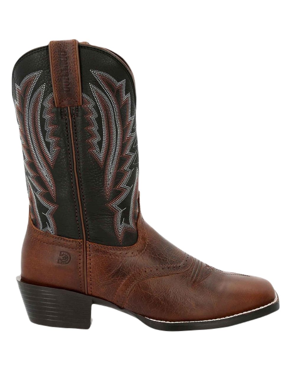 Dark Chestnut Black Onyx Coloured Durango Mens Westward Western Boots on White Background
