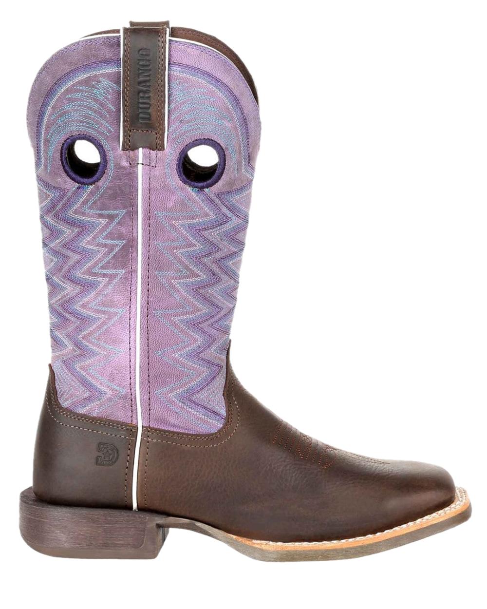 Dark Earth Amethyst Coloured Durango Womens Rebel Pro Western Cowboy Boots on White Background
