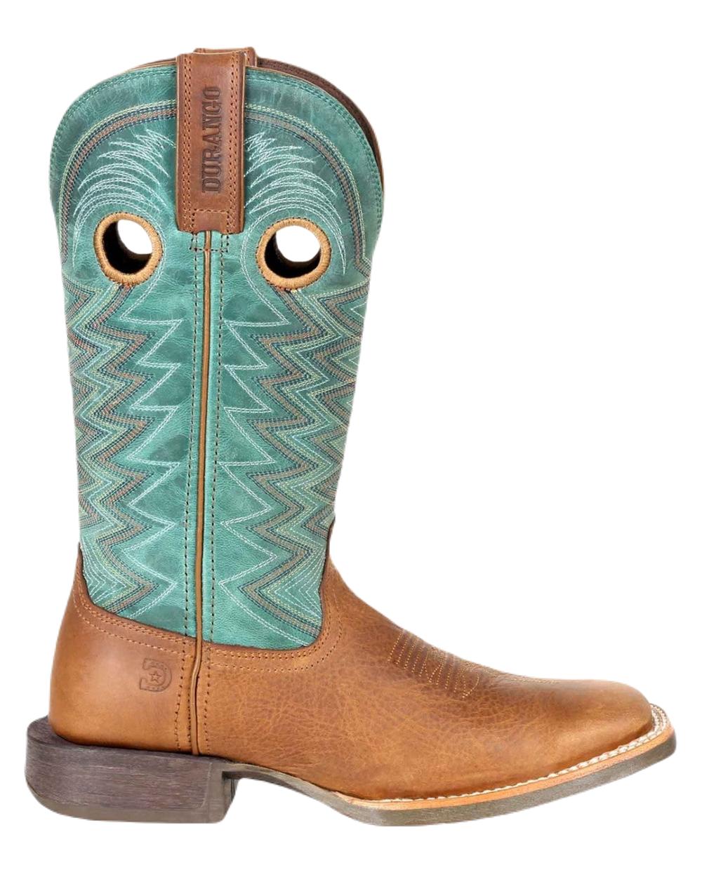 Wheat Tidal Teal Coloured Durango Womens Rebel Pro Western Cowboy Boots on White Background

