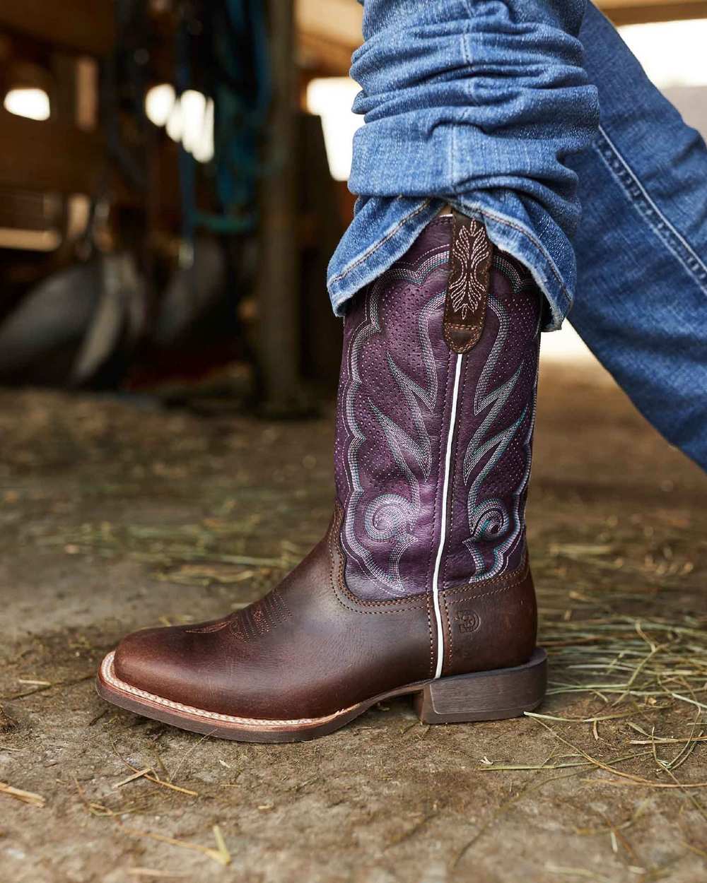 Oilded Brown Plum Coloured Durango Womens DRD0377 Lady Rebel Pro Western Boots on Outdoor Background
