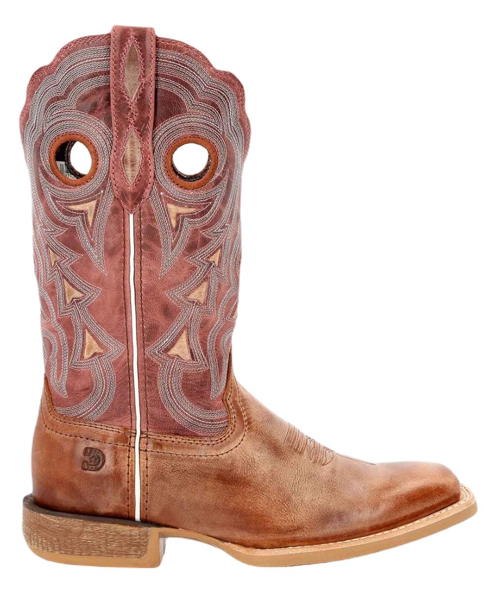 Dusty Brown Sky Blue Coloured Durango Womens Rebel Pro Western Leather Boots on White Background
