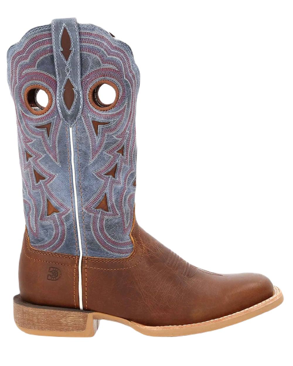 Golden Brown Periwinklw Coloured Durango Womens Rebel Pro Western Leather Boots on White Background
