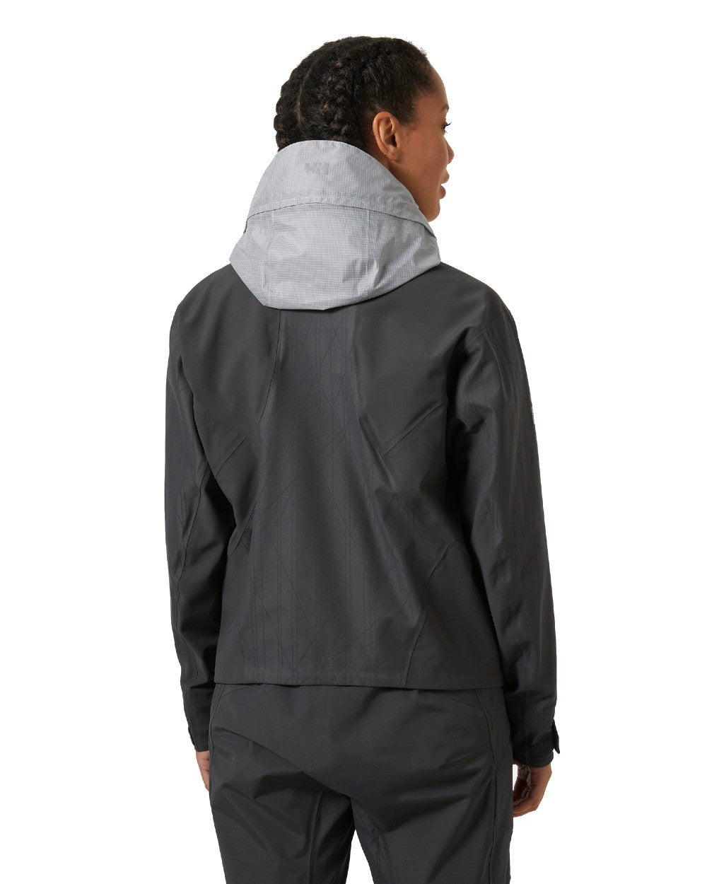 Ebony Coloured Helly Hansen Womens Foil X Jacket on white background 